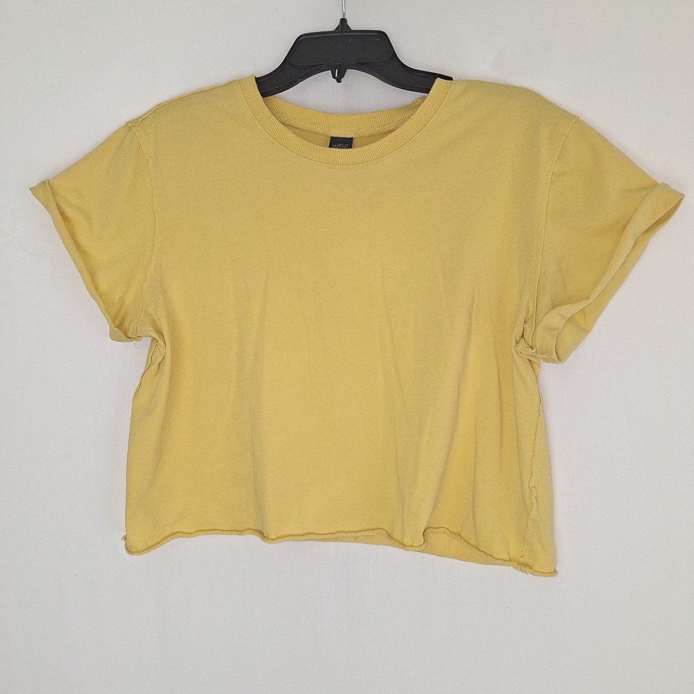 Y2K Whimsigoth Grunge 100% Cotton Minimalist Crop Top Wild Fable Yellow‎ M